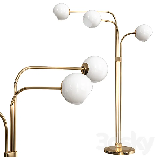 Staggered Glass 3-Light Adjustable Floor Lamp 3ds Max