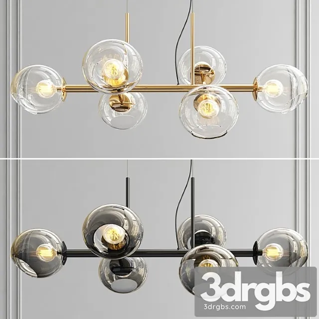 Staggered glass chandelier – 6 light 3dsmax Download