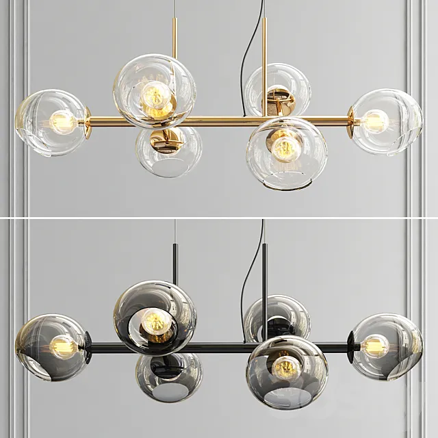 Staggered Glass Chandelier – 6 Light 3DS Max Model