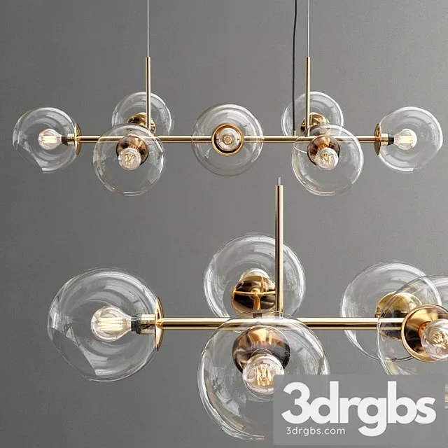 Staggered glass chandelier – 8-light 3dsmax Download