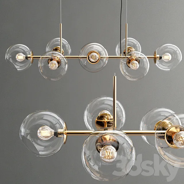Staggered Glass Chandelier – 8-Light 3DS Max Model