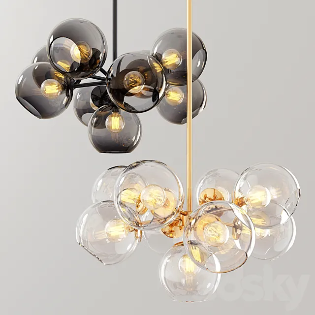 Staggered Glass Chandelier 9 Light – Round 3DSMax File