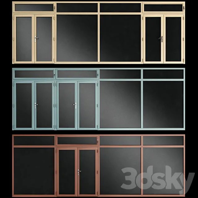 Stained aluminum doors 3ds Max