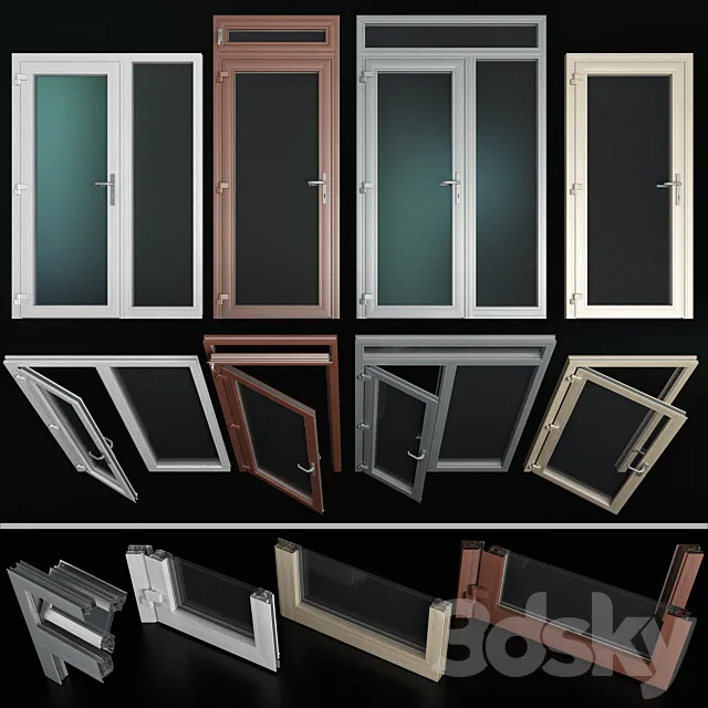 Stained aluminum doors _ Stained aluminum doors 3ds Max