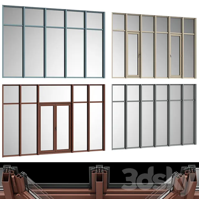 Stained aluminum fire doors 3ds Max