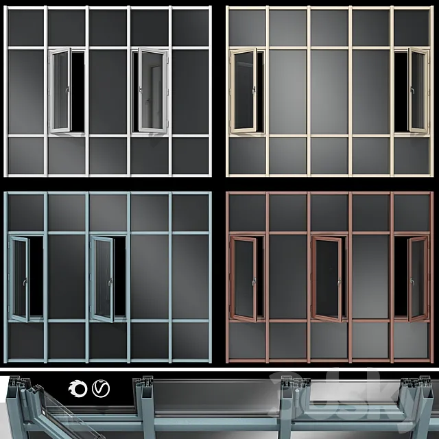 Stained glass aluminum windows 3ds Max