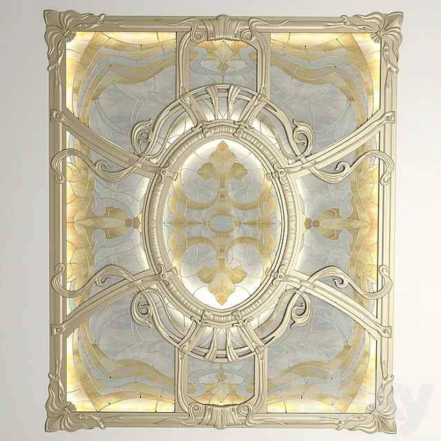 Stained glass ceiling in the forged frame. 3DSMax File