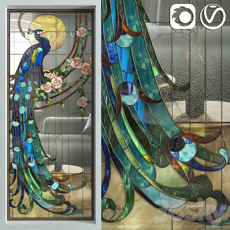 Stained Glass Peacock 3DS Max