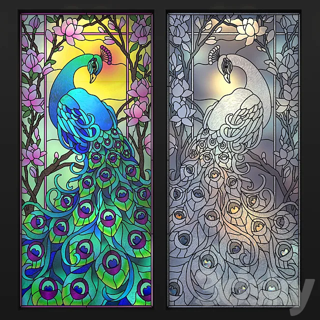 Stained Glass Peacock 3DS Max Model