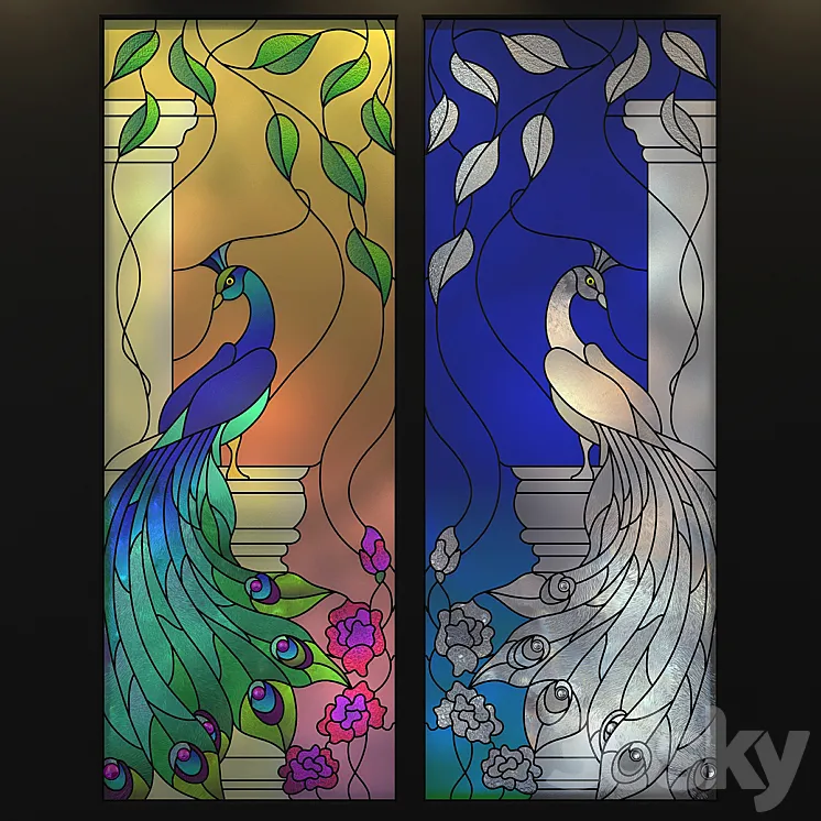 Stained Glass Peacock 3DS Max
