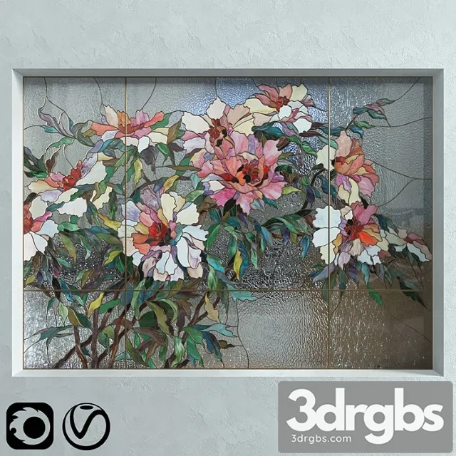 Stained glass peonies 3dsmax Download
