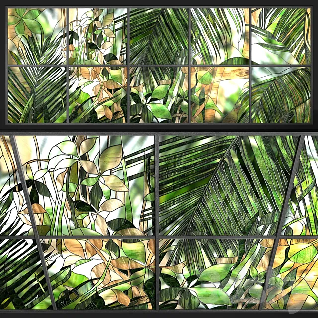 Stained-glass window “Tropics” 3ds Max