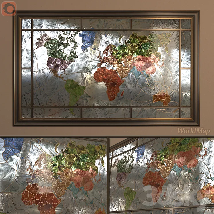 Stained Glass World map (World Map stained-glass window) 3DS Max