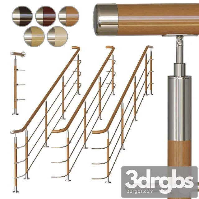 Stainless steel railing with wood inserts 2 3dsmax Download