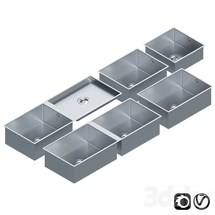 Stainless Steel Sinks by Dornbracht Set 01 3DS Max