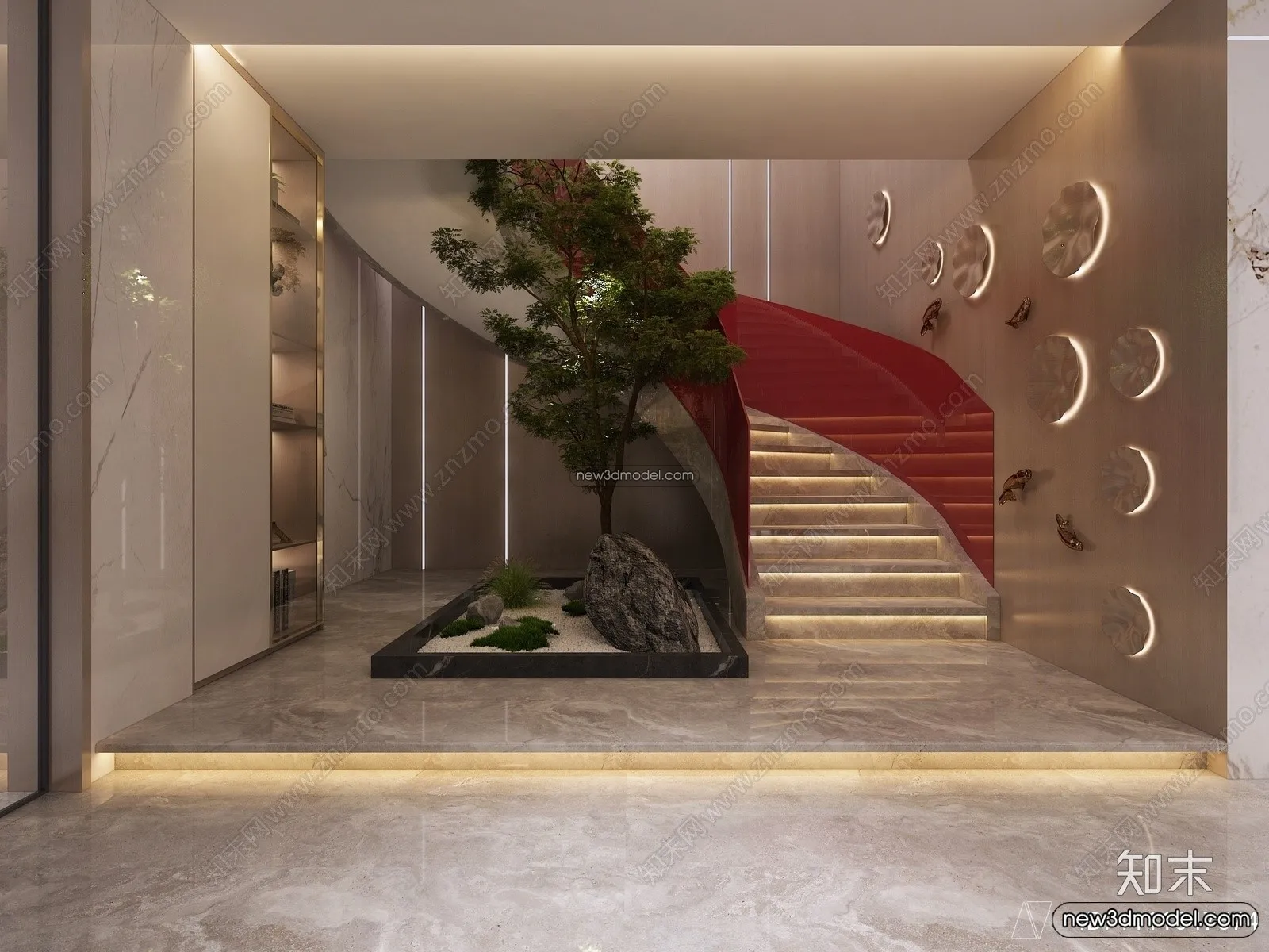 Staircase Decoration – 3D Interior Scene – 3D Models – 002