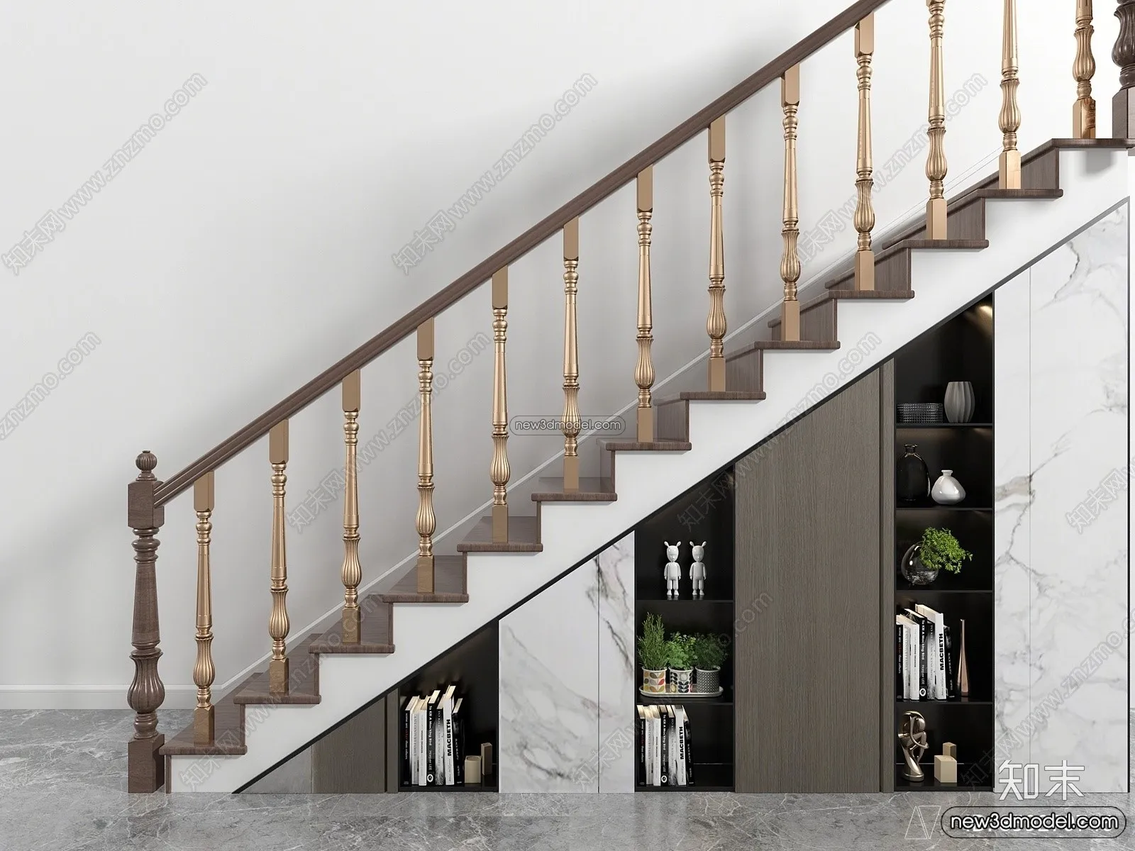 Staircase Decoration – 3D Interior Scene – 3D Models – 022