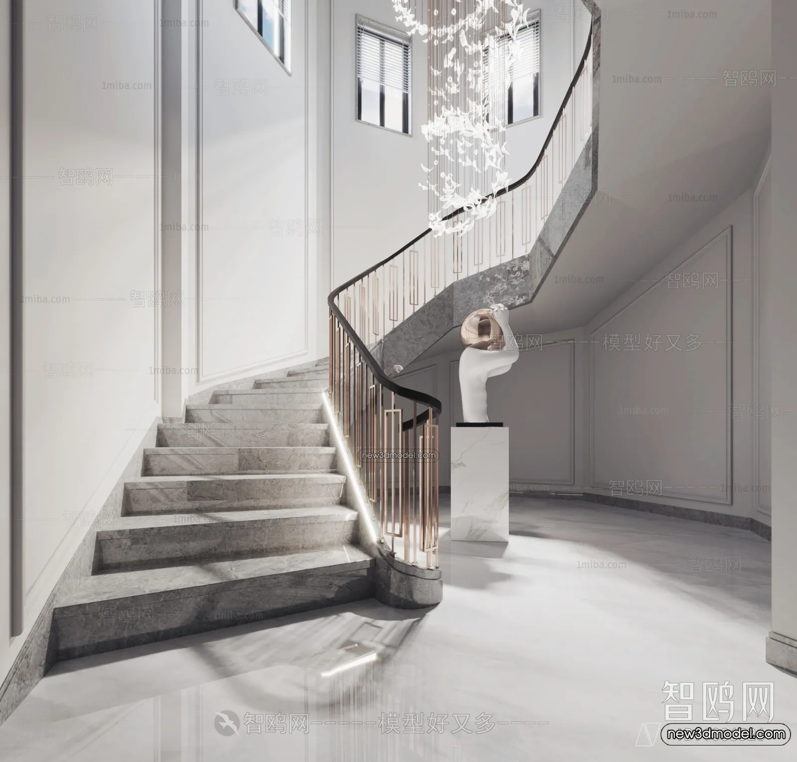 Staircase Decoration – 3D Interior Scene – 3D Models – 023