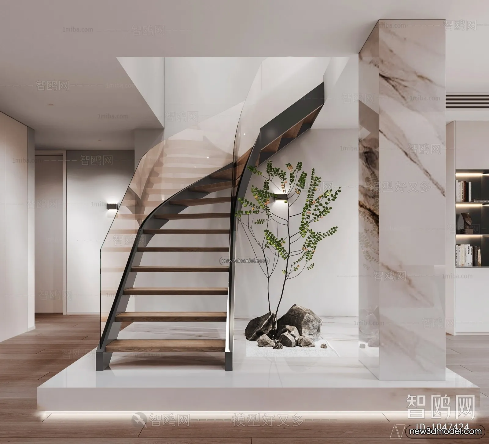 Staircase Decoration – 3D Interior Scene – 3D Models – 027