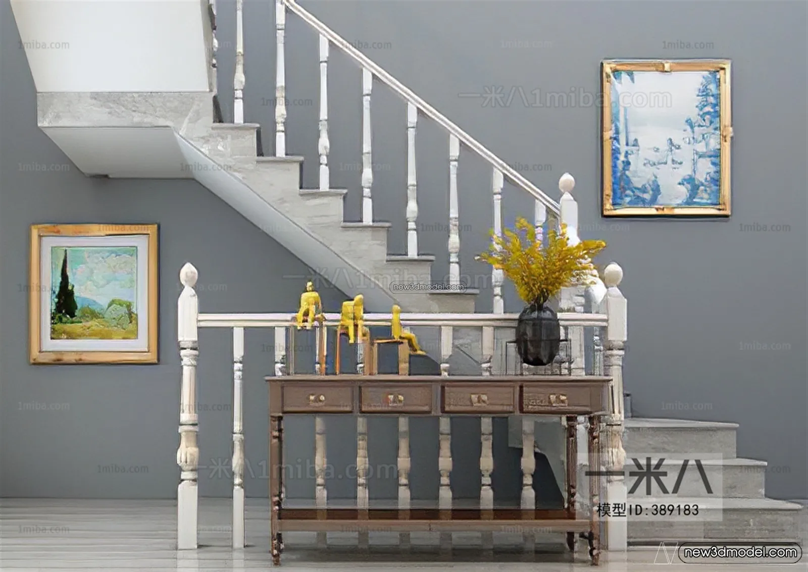 Staircase Decoration – 3D Interior Scene – 3D Models – 033