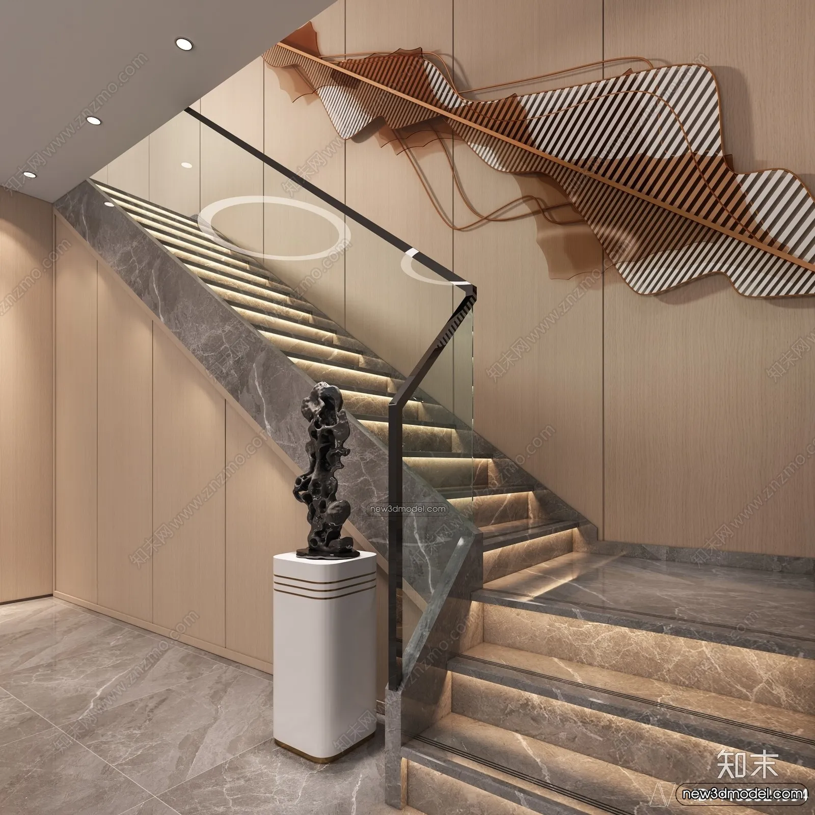 Staircase Decoration – 3D Interior Scene – 3D Models – 039