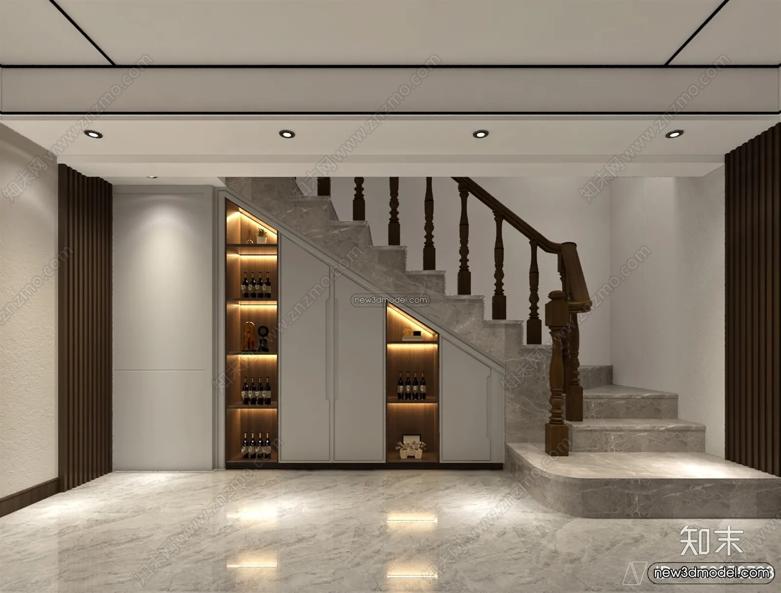 Staircase Decoration – 3D Interior Scene – 3D Models – 041