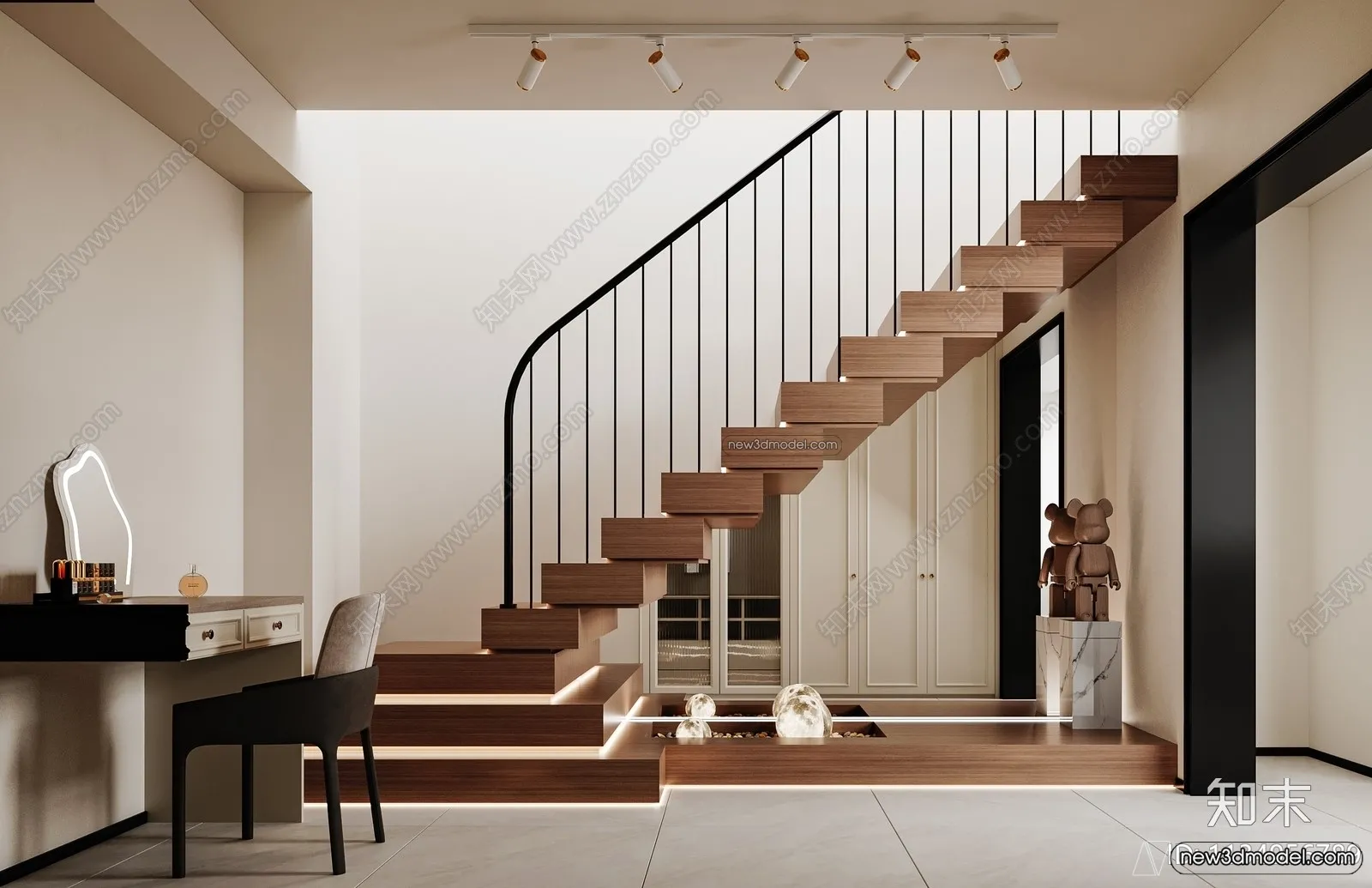 Staircase Decoration – 3D Interior Scene – 3D Models – 042