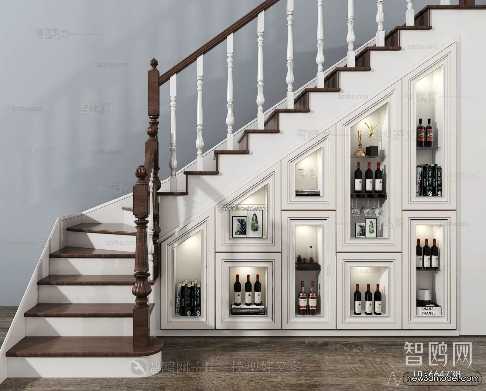 Staircase Decoration – 3D Interior Scene – 3D Models – 049