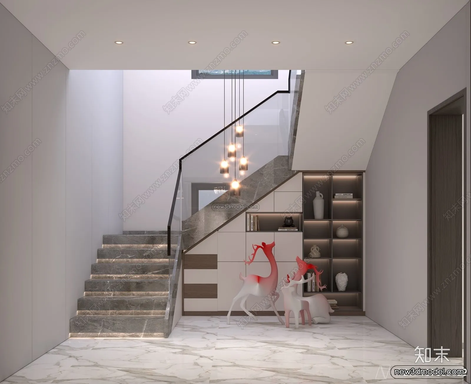 Staircase Decoration – 3D Interior Scene – 3D Models – 054