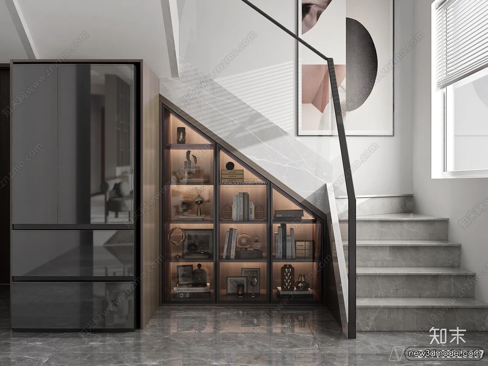 Staircase Decoration – 3D Interior Scene – 3D Models – 056