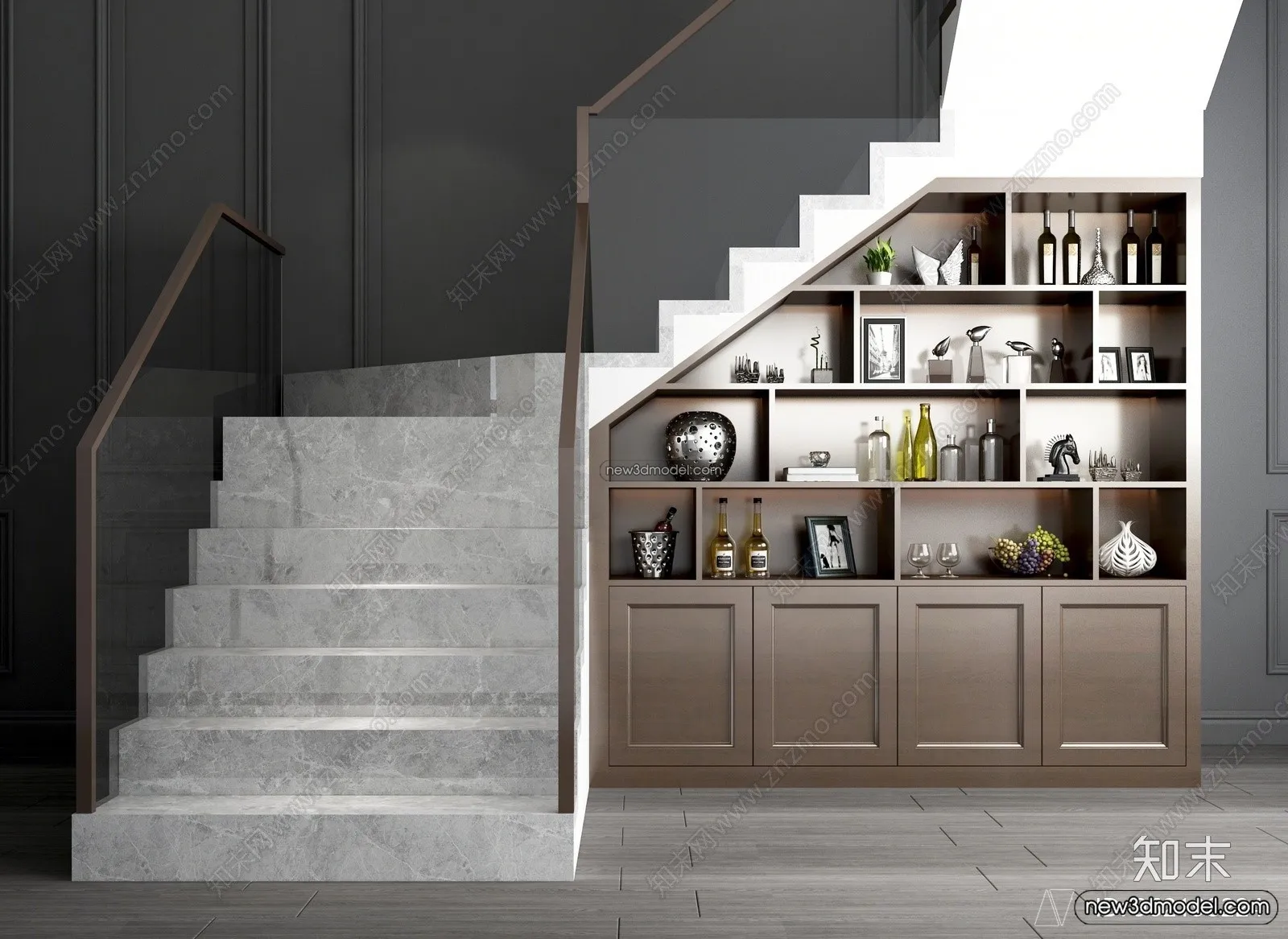 Staircase Decoration – 3D Interior Scene – 3D Models – 063