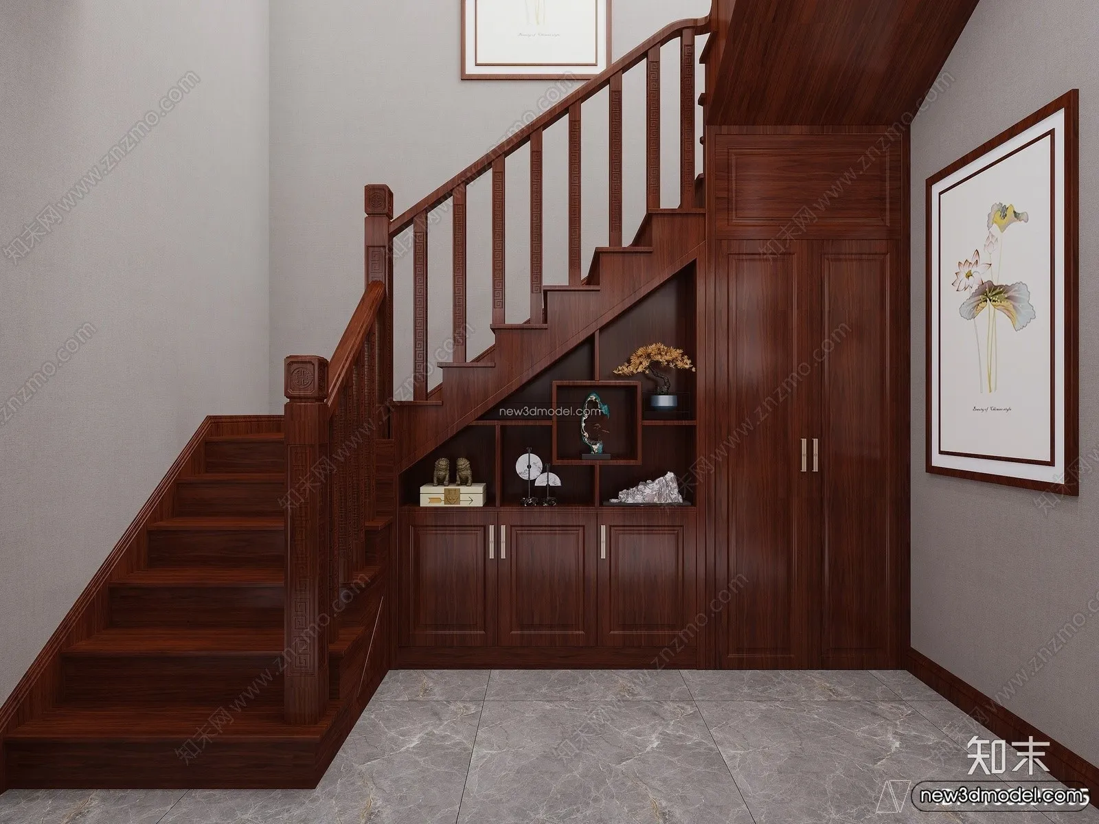 Staircase Decoration – 3D Interior Scene – 3D Models – 066