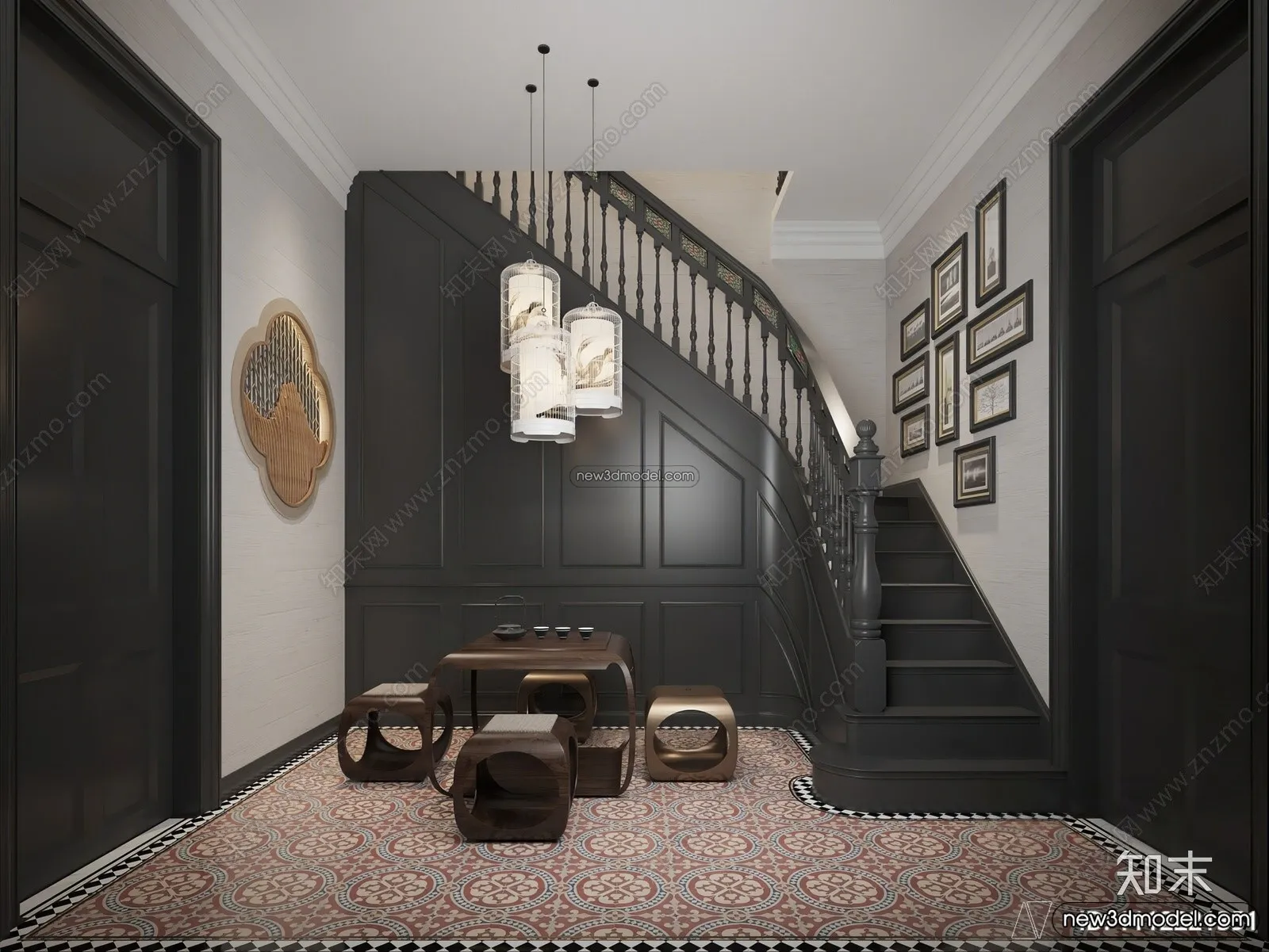 Staircase Decoration – 3D Interior Scene – 3D Models – 067