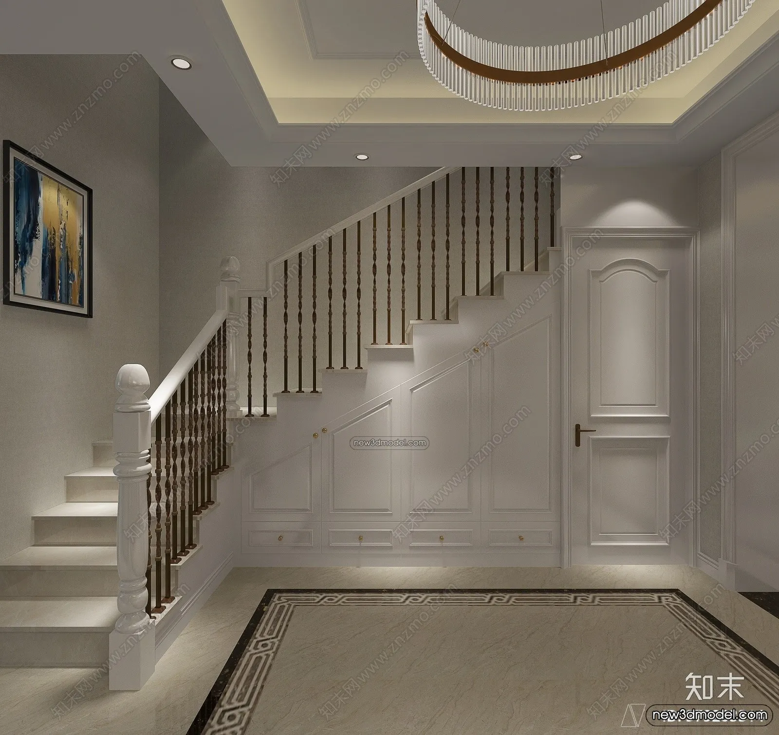 Staircase Decoration – 3D Interior Scene – 3D Models – 076