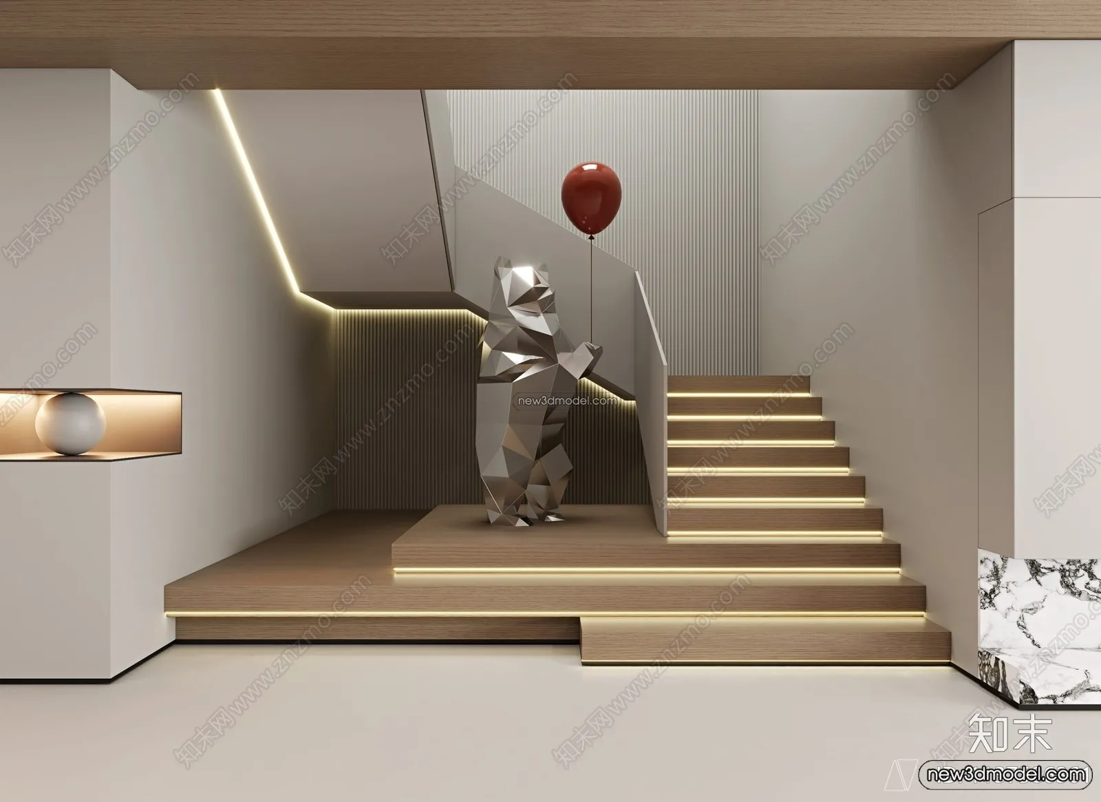 Staircase Decoration – 3D Interior Scene – 3D Models – 079