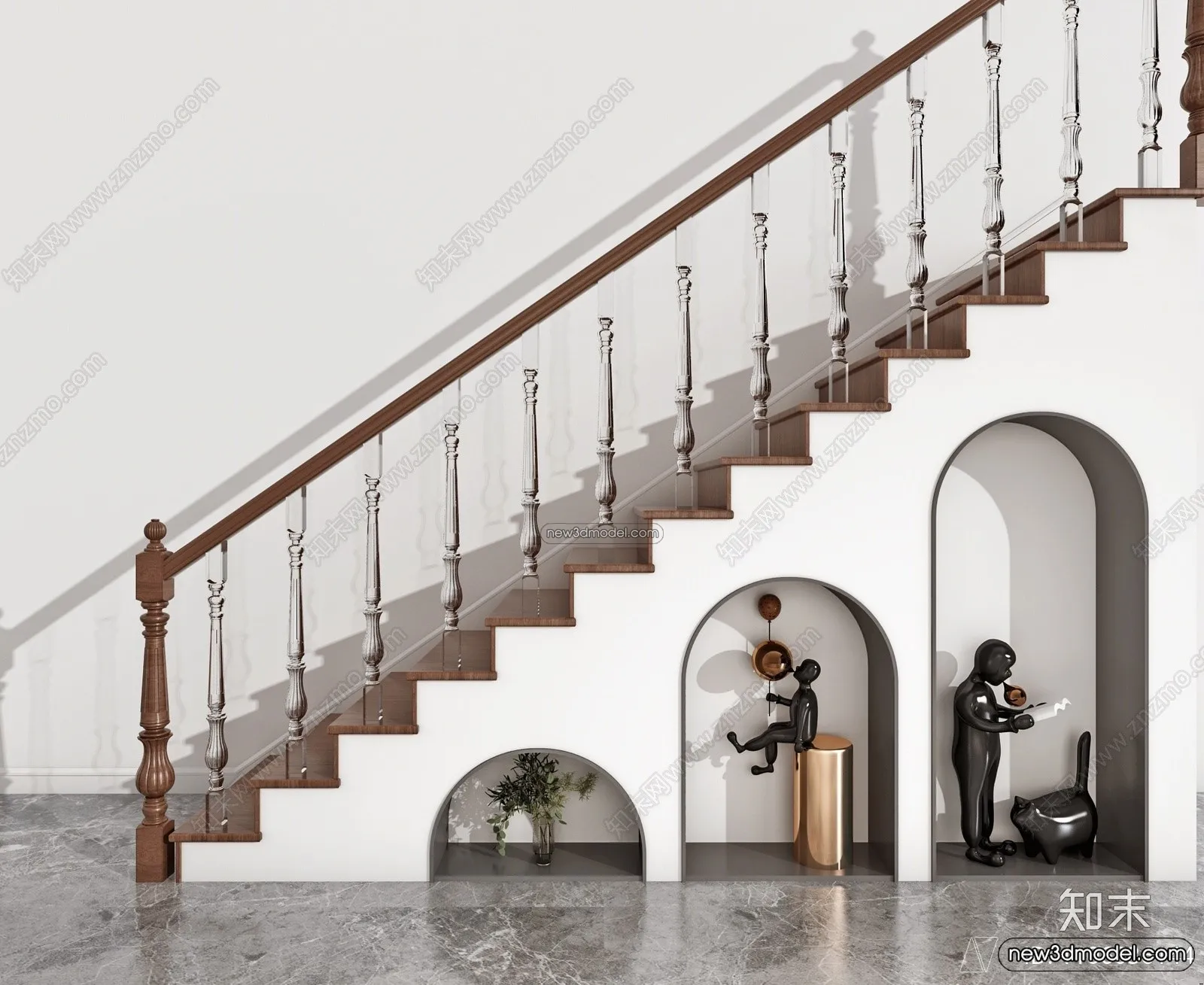 Staircase Decoration – 3D Interior Scene – 3D Models – 086