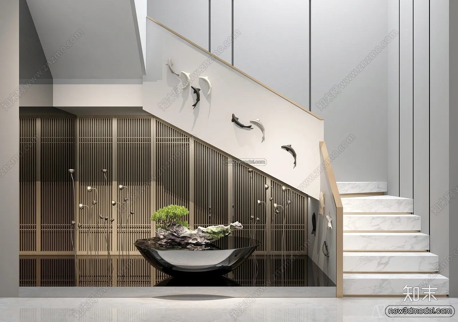 Staircase Decoration – 3D Interior Scene – 3D Models – 088