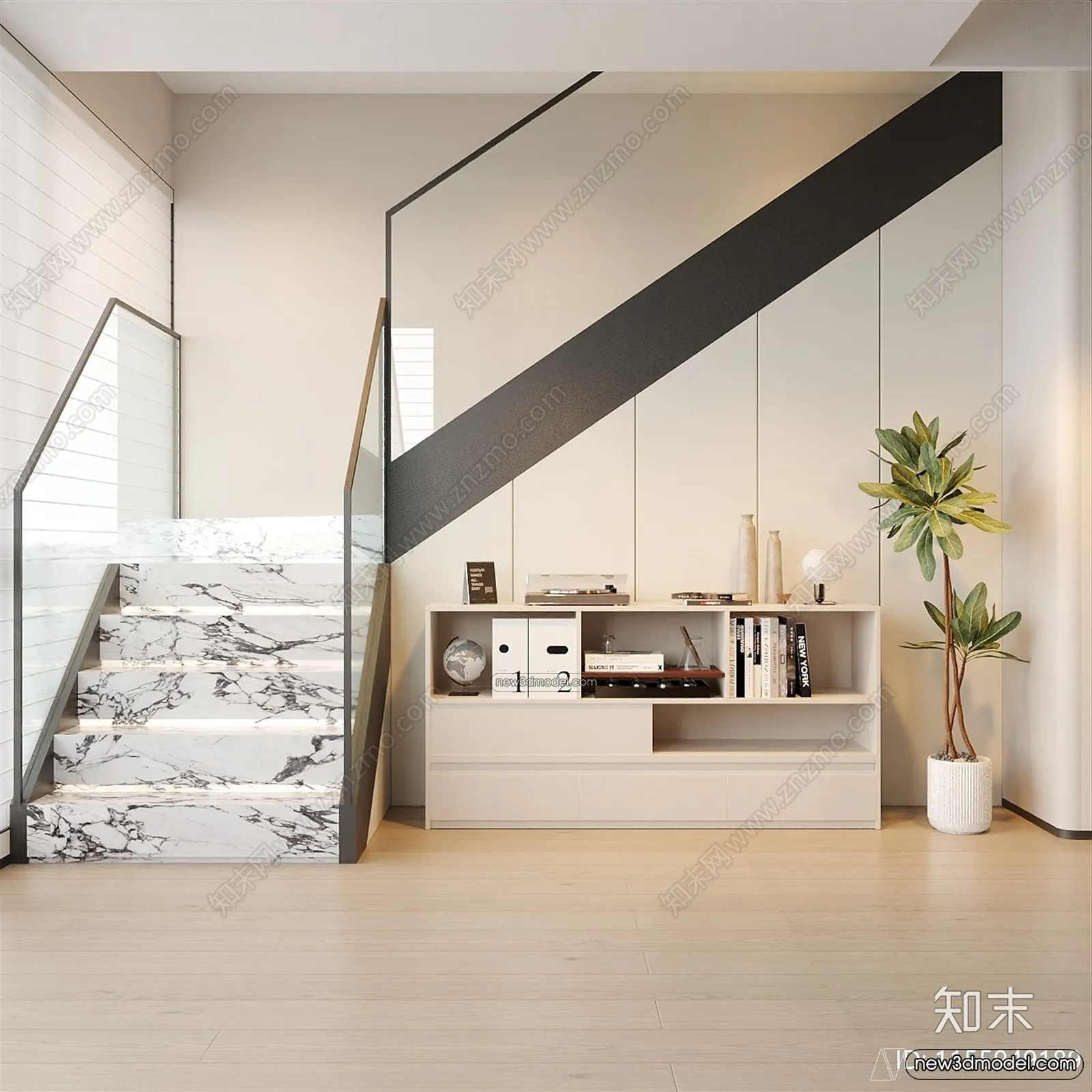 Staircase Decoration – 3D Interior Scene – 3D Models – 089