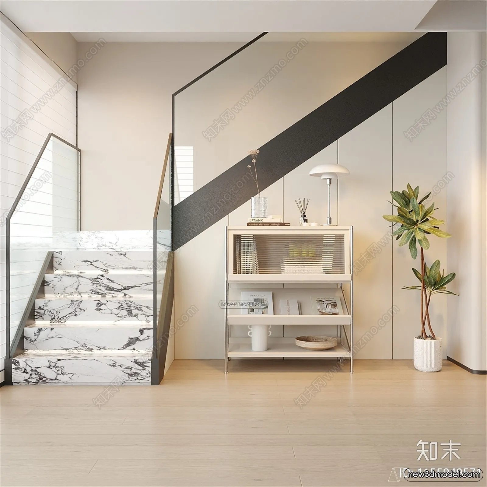 Staircase Decoration – 3D Interior Scene – 3D Models – 091