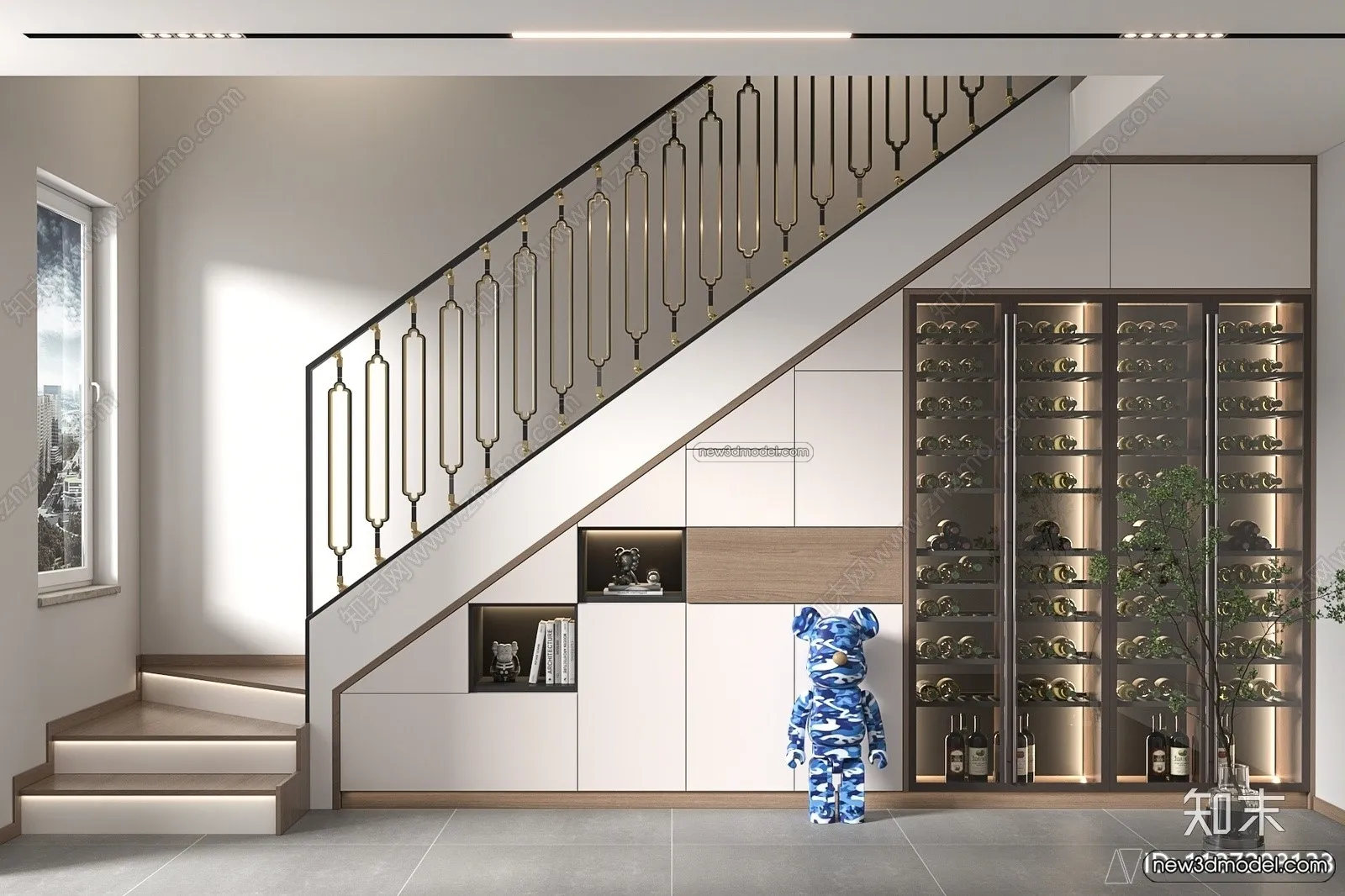 Staircase Decoration – 3D Interior Scene – 3D Models – 095