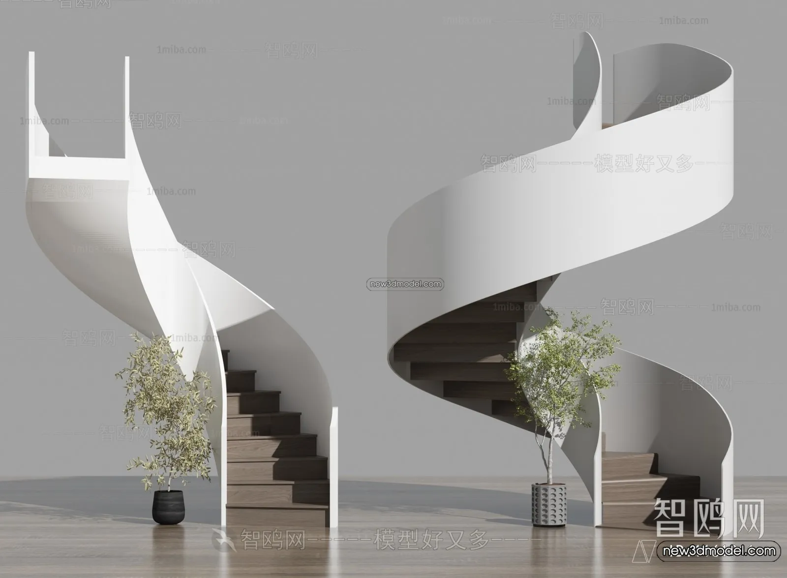 Staircase Decoration – 3D Interior Scene – 3D Models – 098