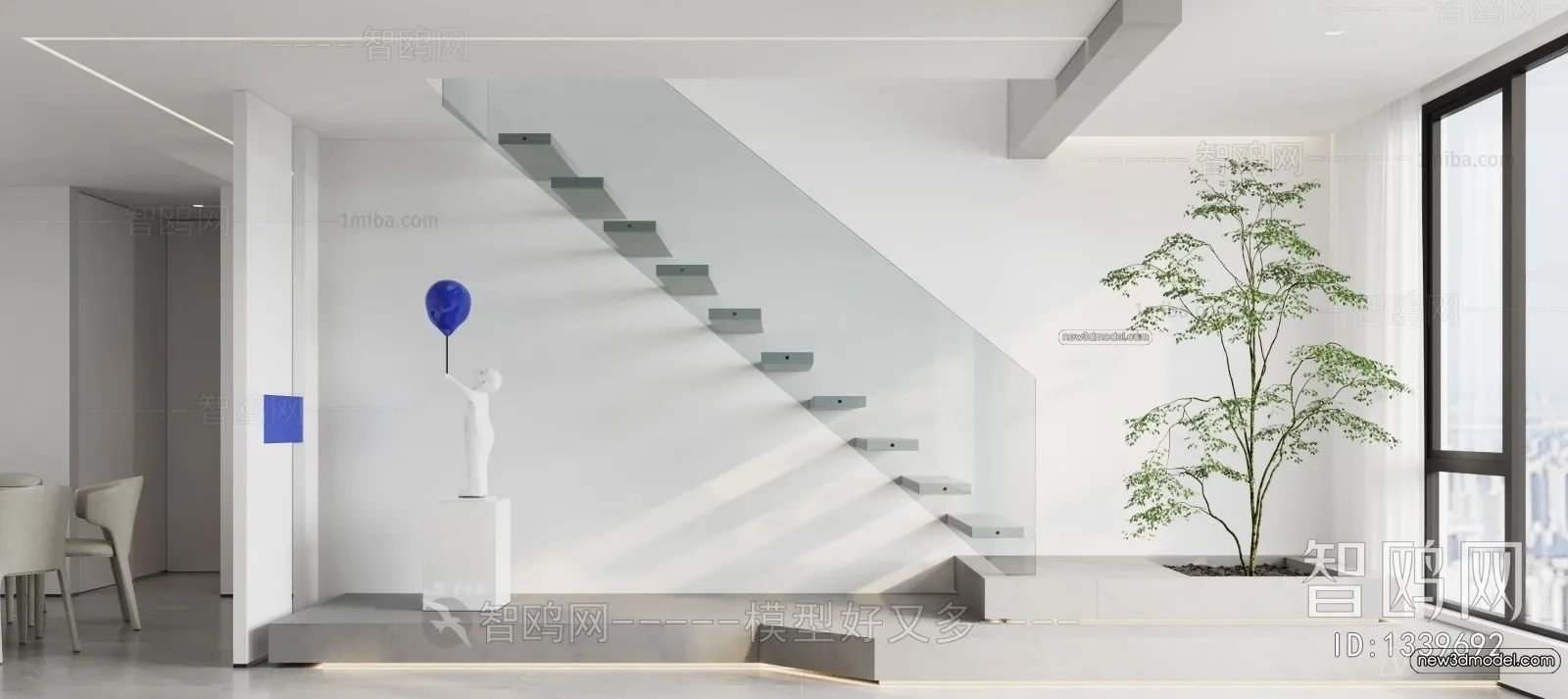 Staircase Decoration – 3D Interior Scene – 3D Models – 106