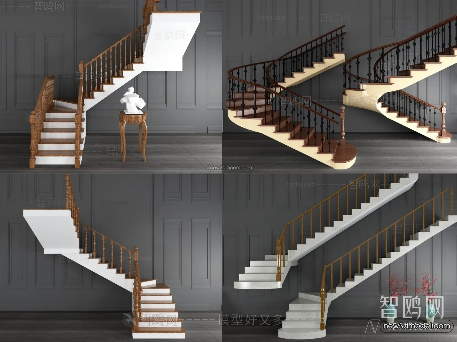 Staircase Decoration – 3D Interior Scene – 3D Models – 107