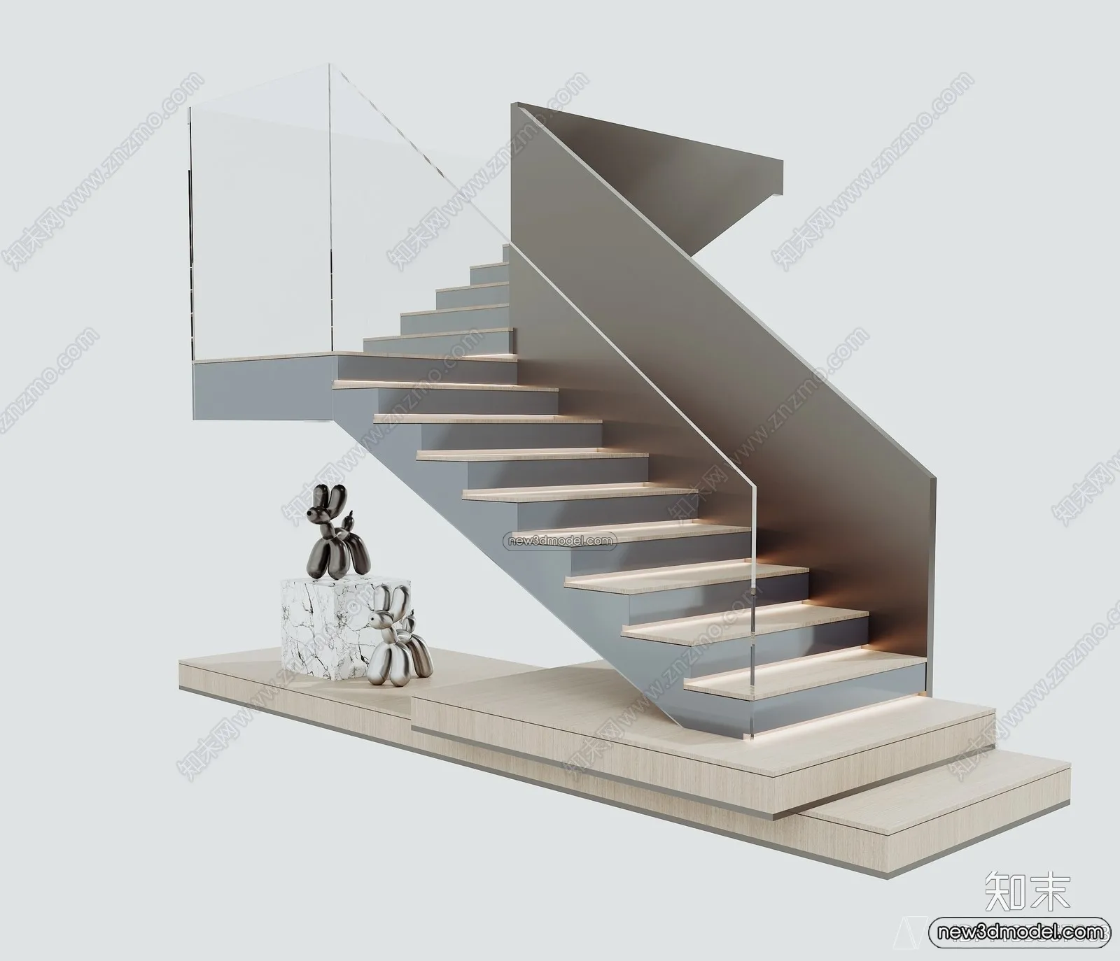 Staircase Decoration – 3D Interior Scene – 3D Models – 112