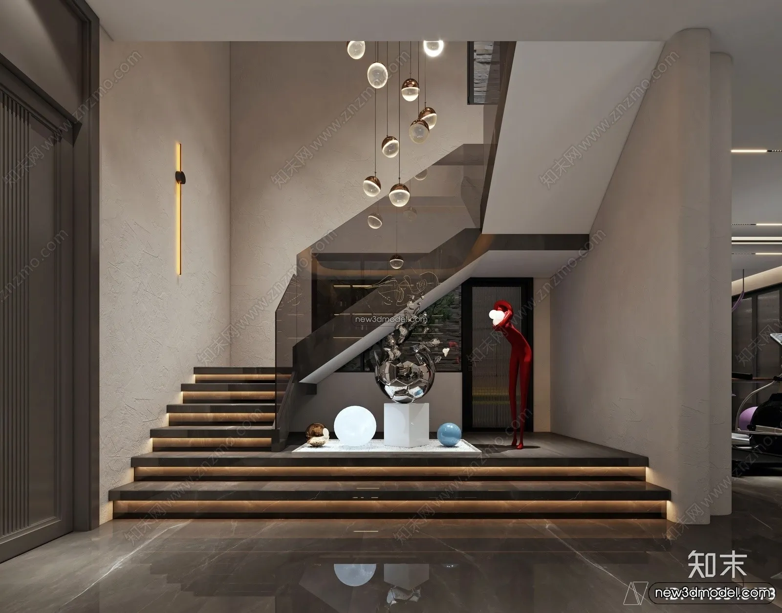 Staircase Decoration – 3D Interior Scene – 3D Models – 124