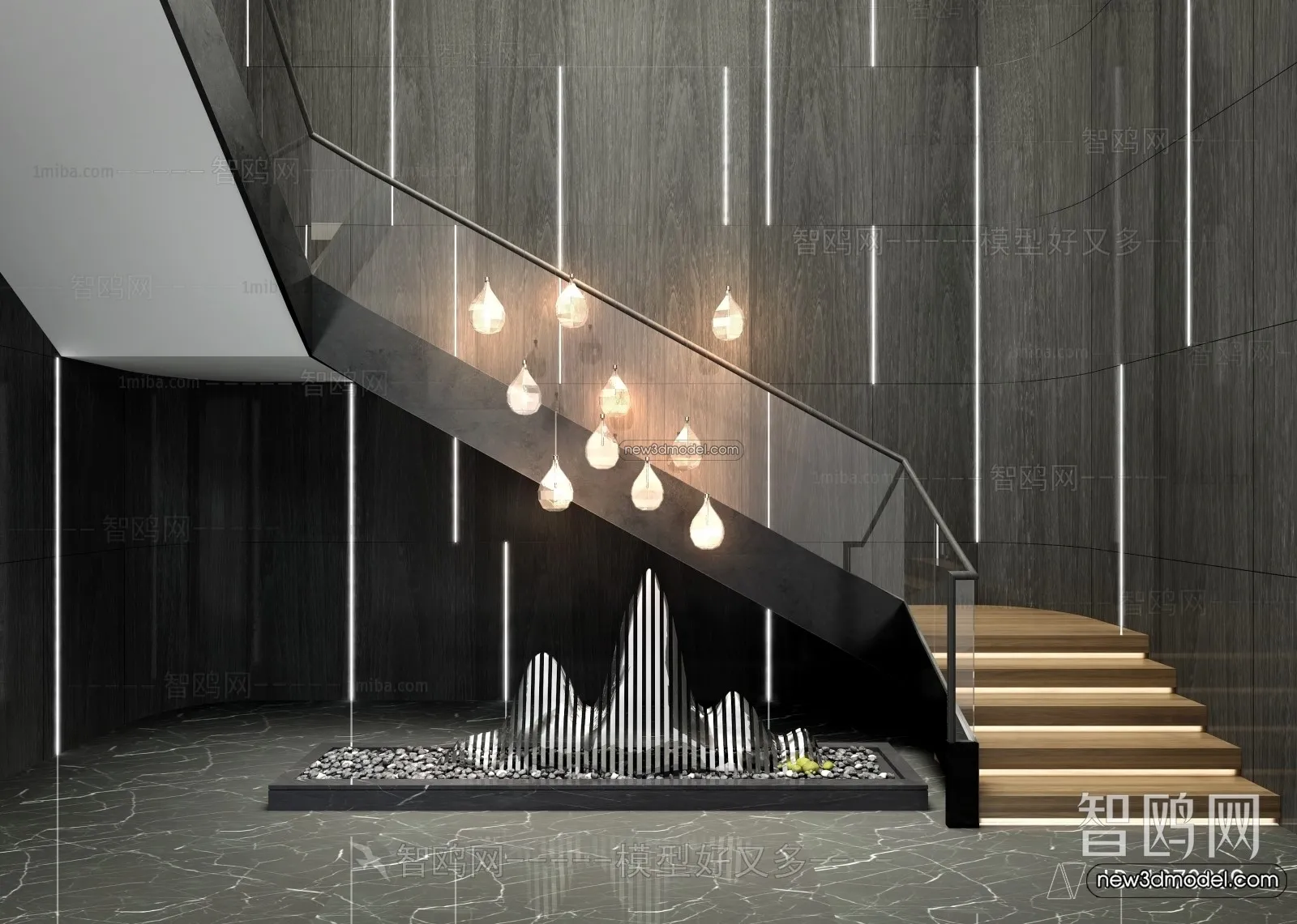 Staircase Decoration – 3D Interior Scene – 3D Models – 129