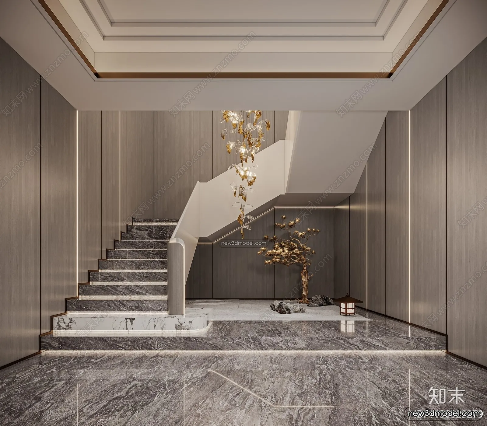 Staircase Decoration – 3D Interior Scene – 3D Models – 145