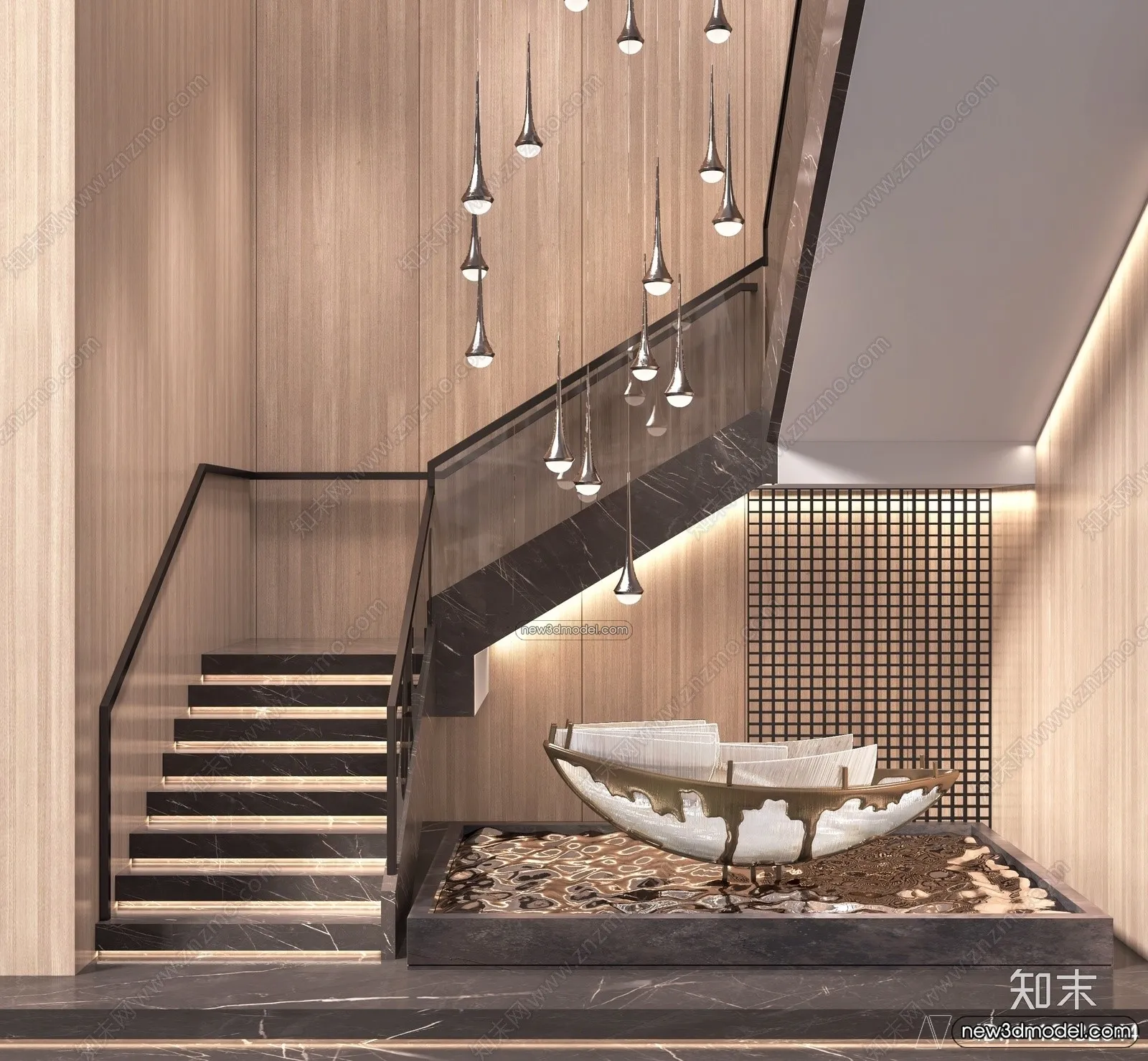 Staircase Decoration – 3D Interior Scene – 3D Models – 151