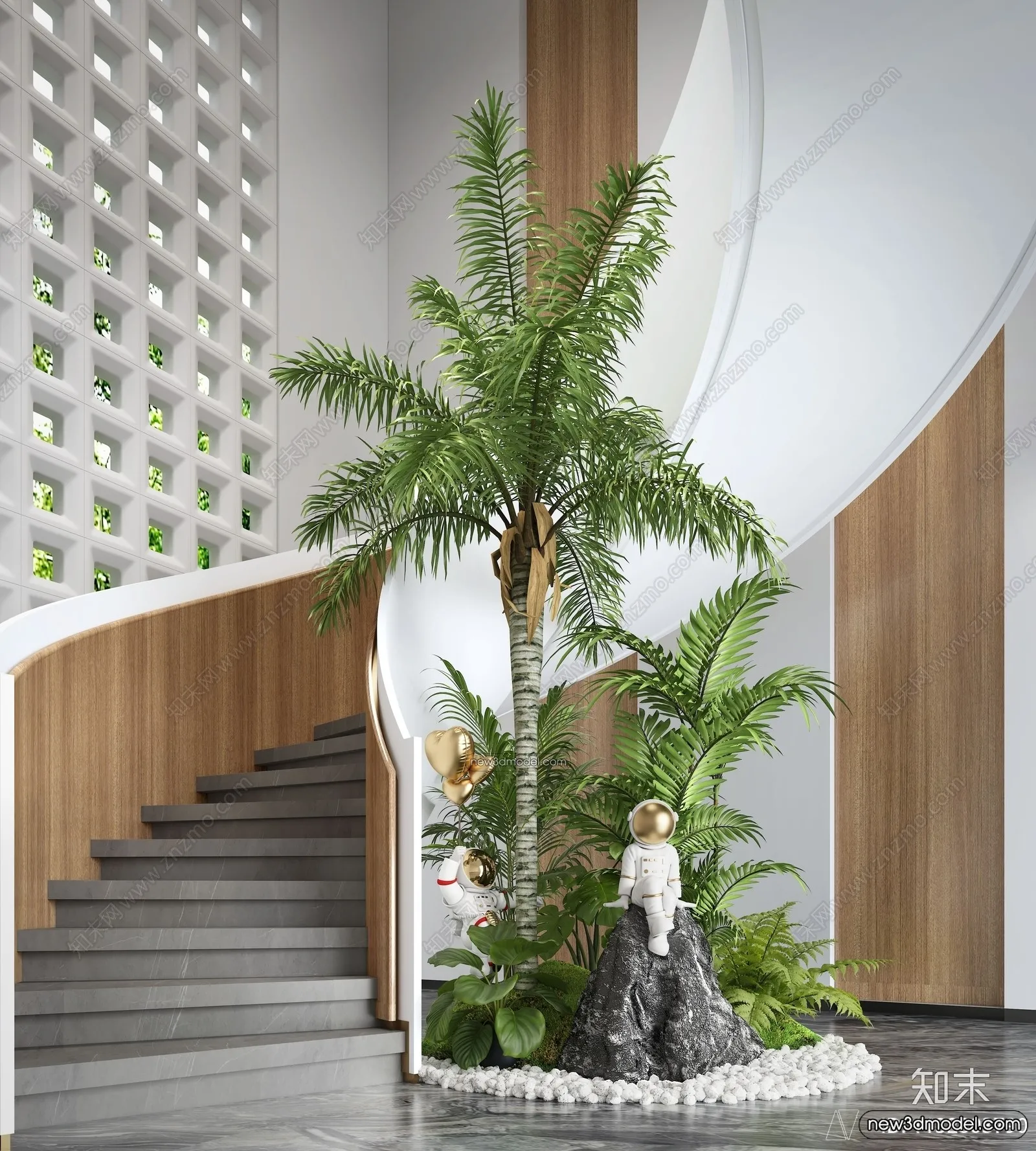 Staircase Decoration – 3D Interior Scene – 3D Models – 156