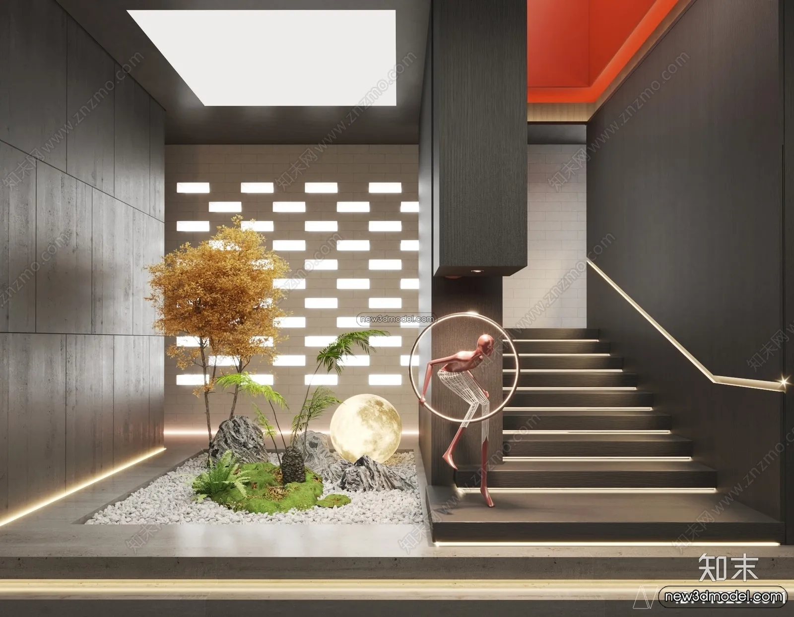 Staircase Decoration – 3D Interior Scene – 3D Models – 160